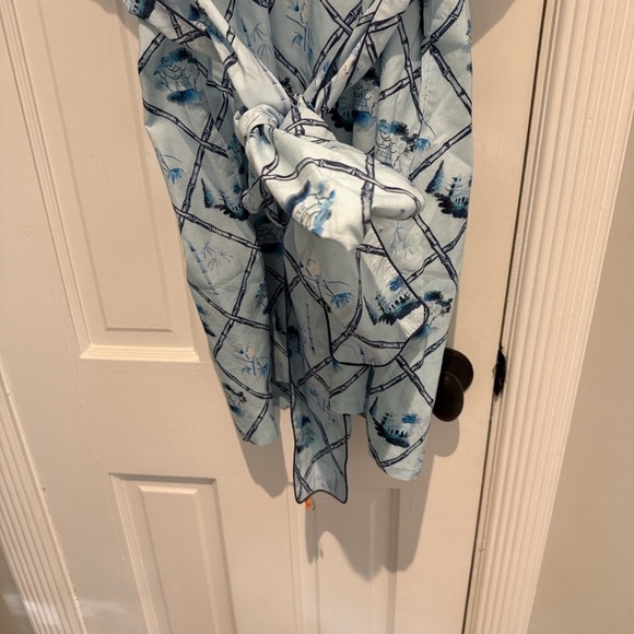 Holly Shae ⭐️Chinoiserie Blue Patterned Dress with Belt Size XXL - Picture 7 of 11